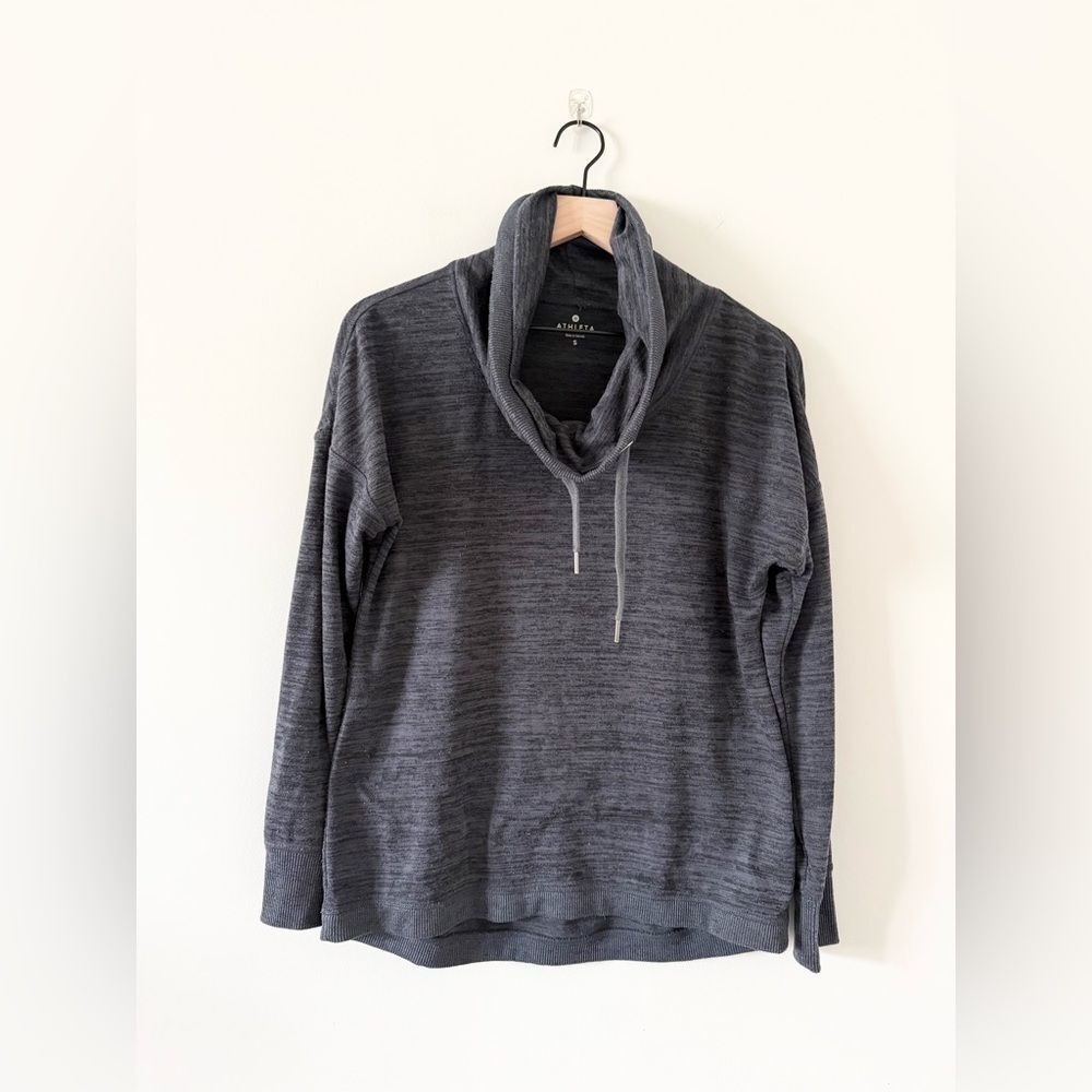 Athleta Charcoal Gray Cowl Neck Long Sleeve Sweater Size S Athleisure